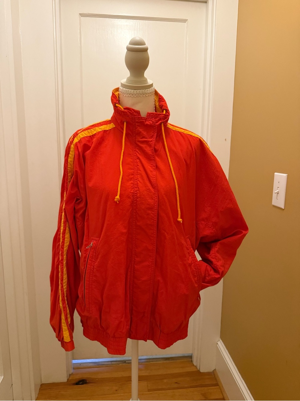 Vtg 80s 90s Liz Sport Color Block Nylon Windbreaker Jacket Red Yellow MINT